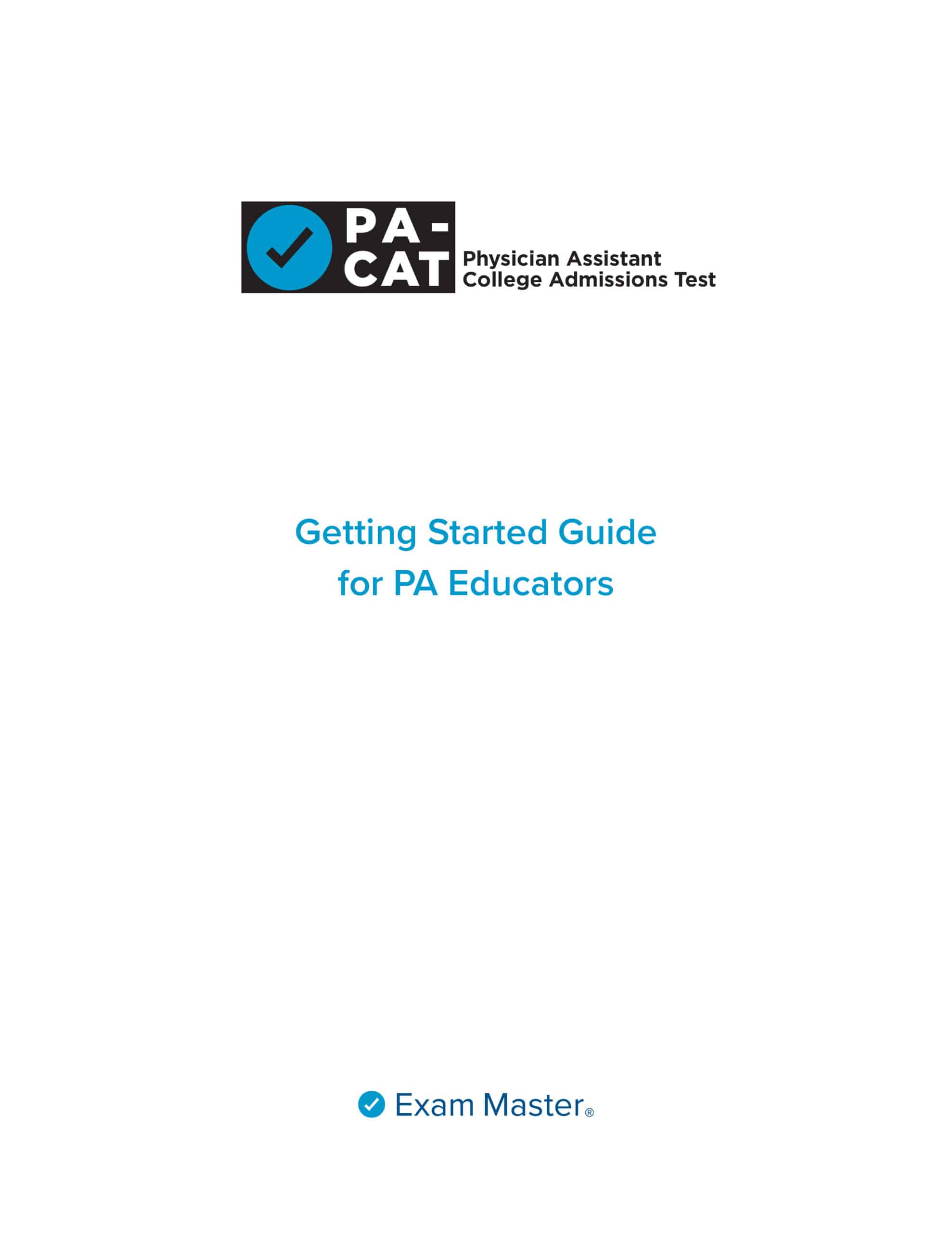 Pa Cat Getting Started Guide For Programs Exam Master Pa Cat